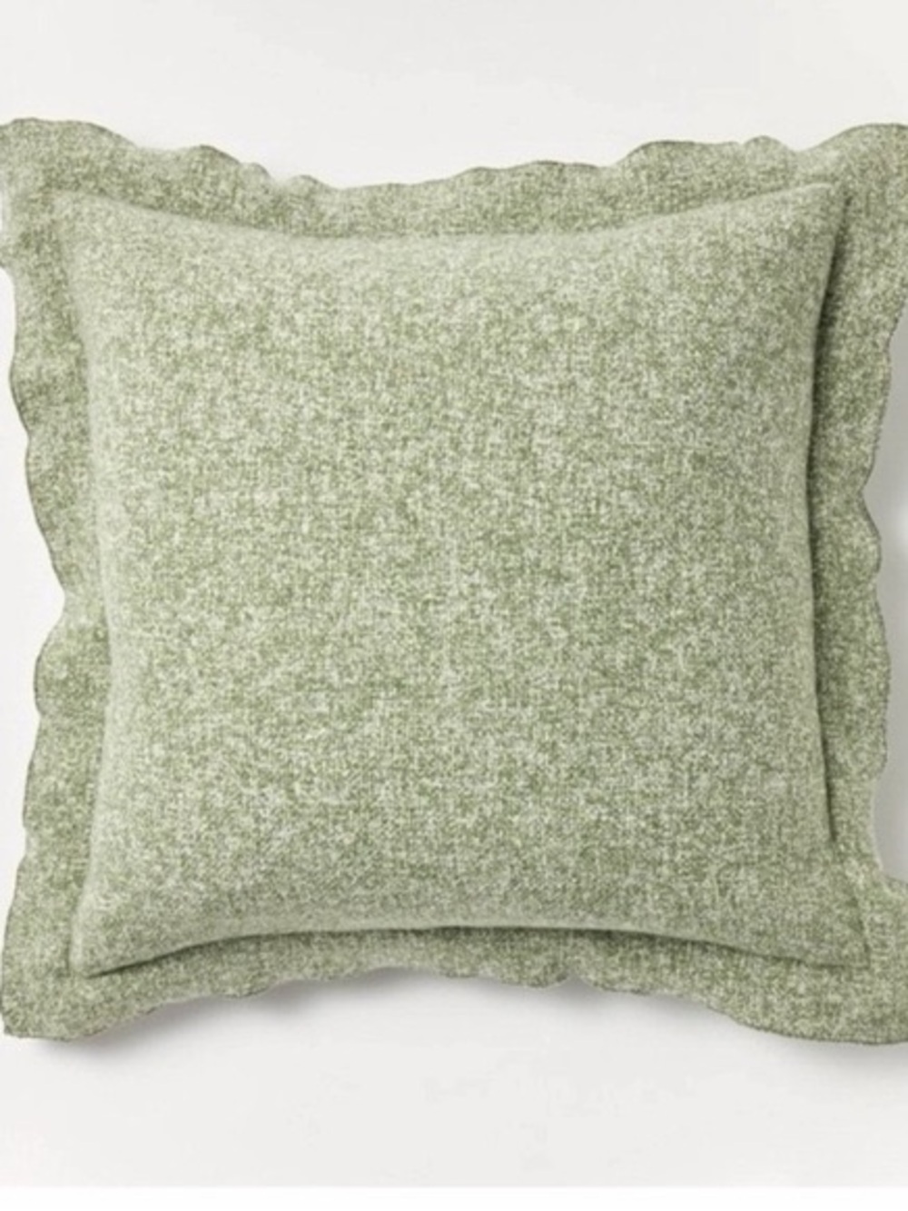 Studio McGee Soft Green Heathered Throw Pillow with Ruffle Edge